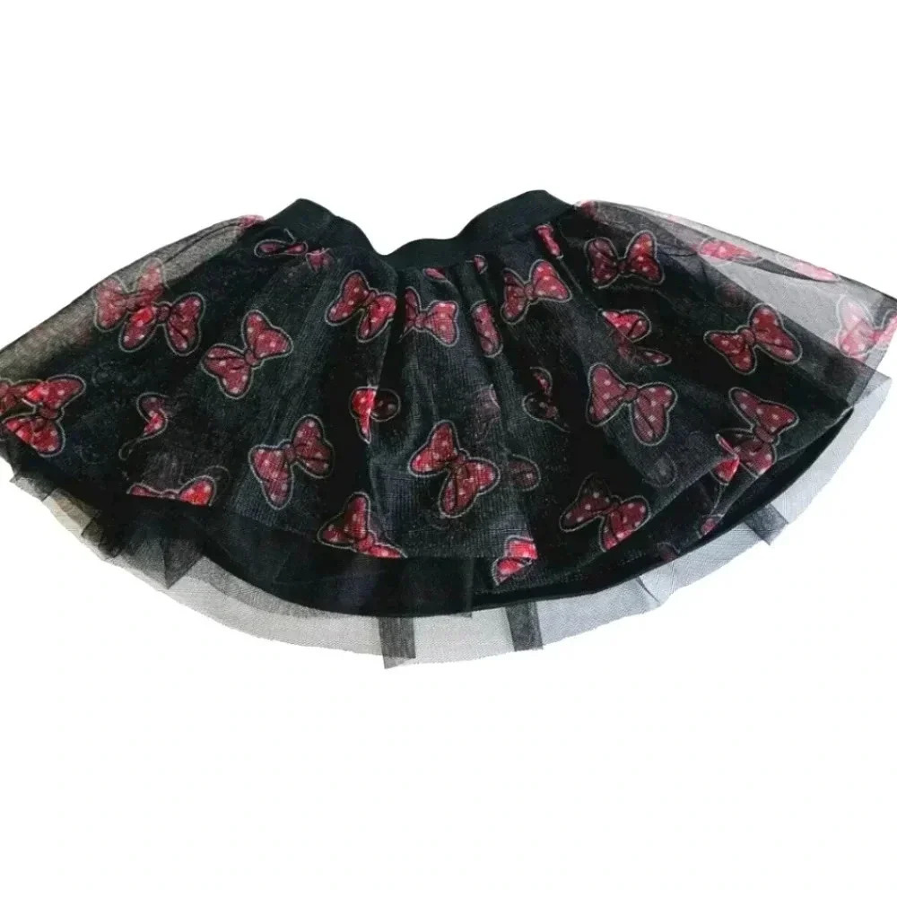 Disney Jr. Minnie Mouse Tutu Tulle Skirt Black Red Bows 2T